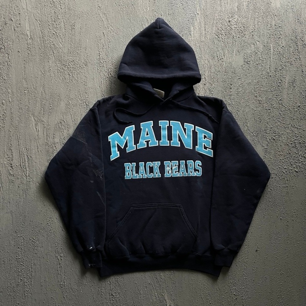 Vintage Maine Black Bears Hoodie Medium Blue 1990s University NCAA